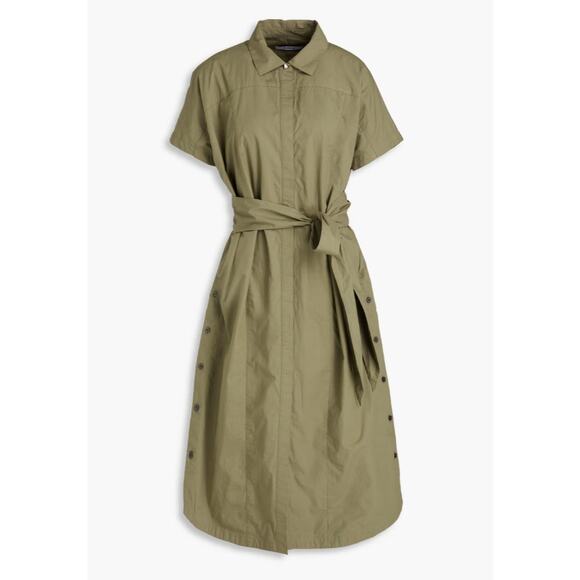 Derek Lam 10 Crosby Mikala Cotton-Poplin Midi Shirt Dress Oregano Size Large NWT - Picture 2 of 13